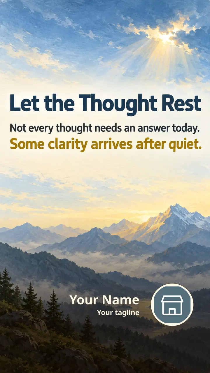 Let the Thought Rest - Quote Image, Mountains, Sky