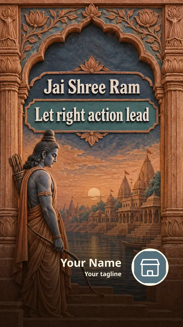 Jai Shree Ram - Devotional Image, Mountains, River, Ram
