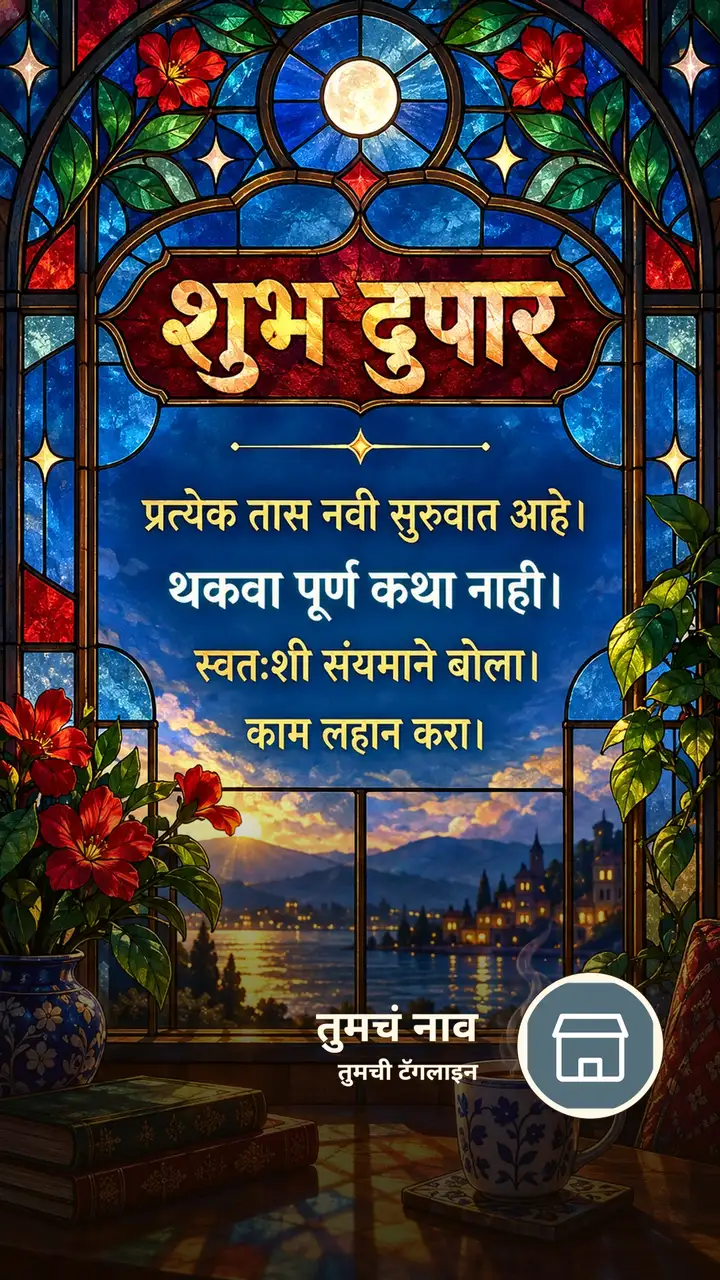 शुभ दुपार - प्रत्येक तास नवी सुरुवात आहे। - थकवा पूर्ण - Shubh Dupar Image