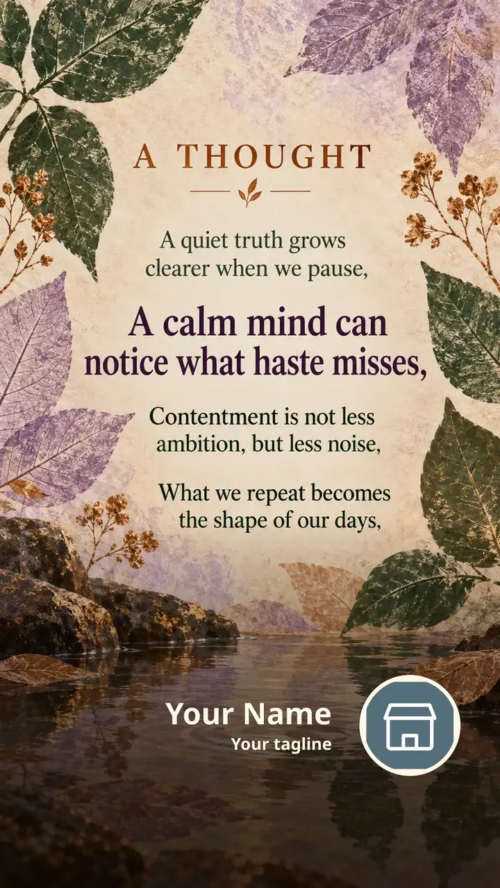 A THOUGHT - A quiet truth grows clearer when we pause, - A calm mind - Quote Image, Lotus, Nature