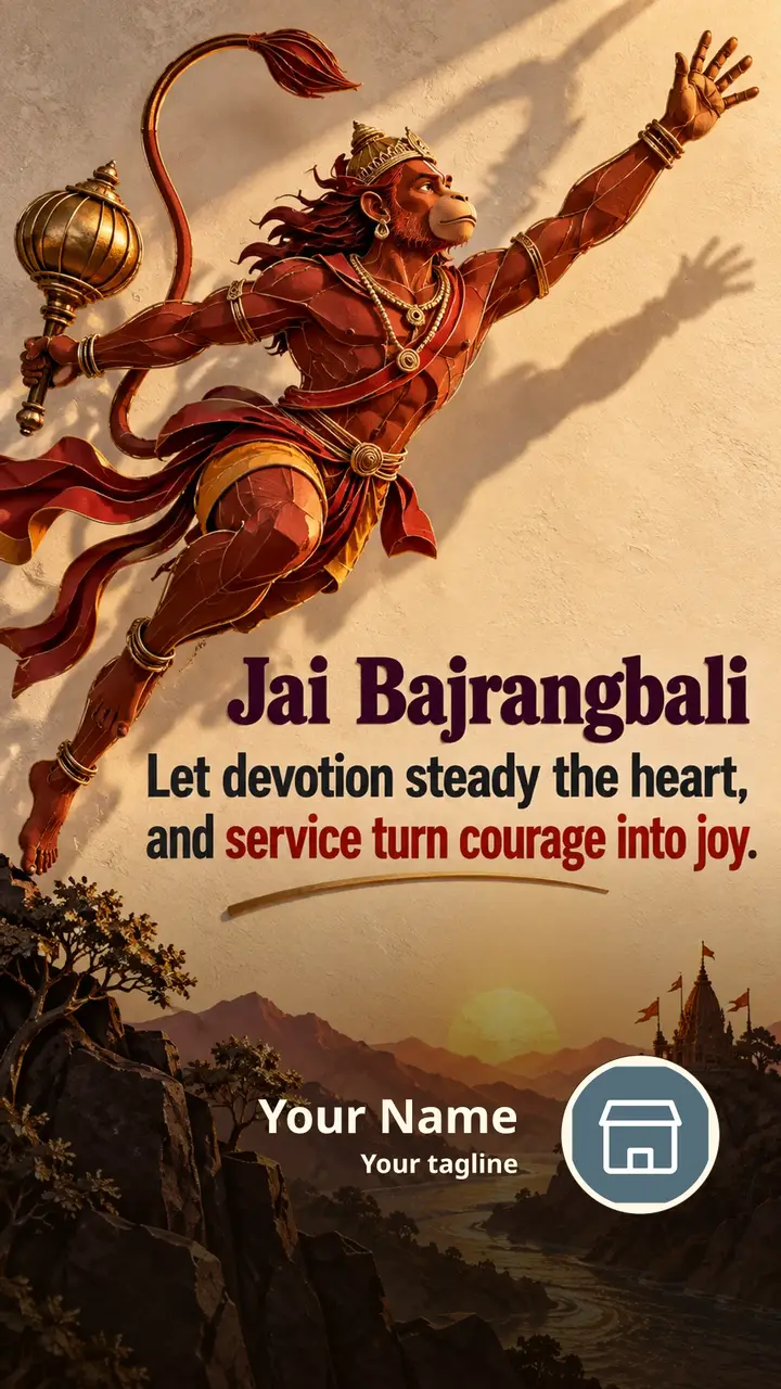 Jai Bajrangbali - Let devotion steady the heart, - Devotional Image, Hanuman