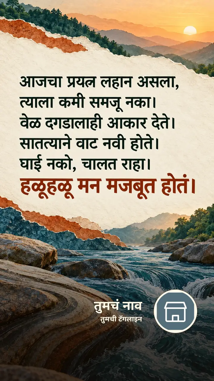आजचा प्रयत्न लहान असला, - Suvichar Image, निसर्ग, डोंगर, नदी