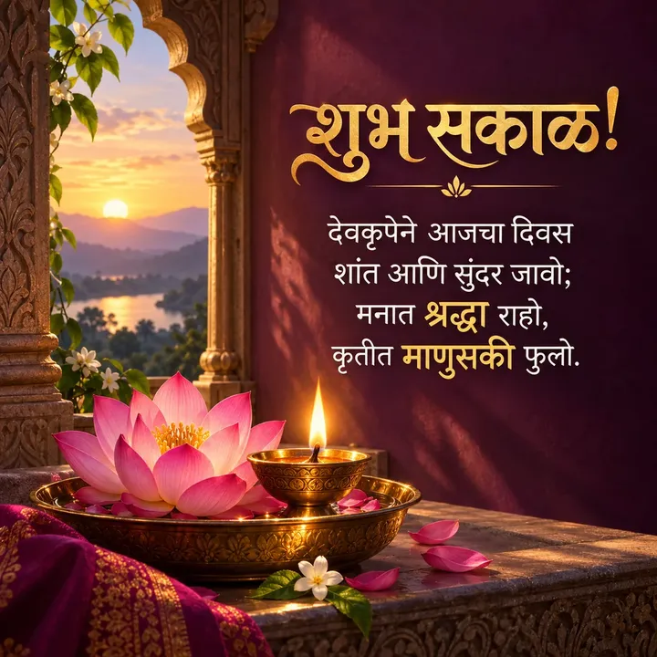 शुभ सकाळ! - देवकृपेने आजचा दिवस - Shubh Sakal Image, कमळ, दिवा