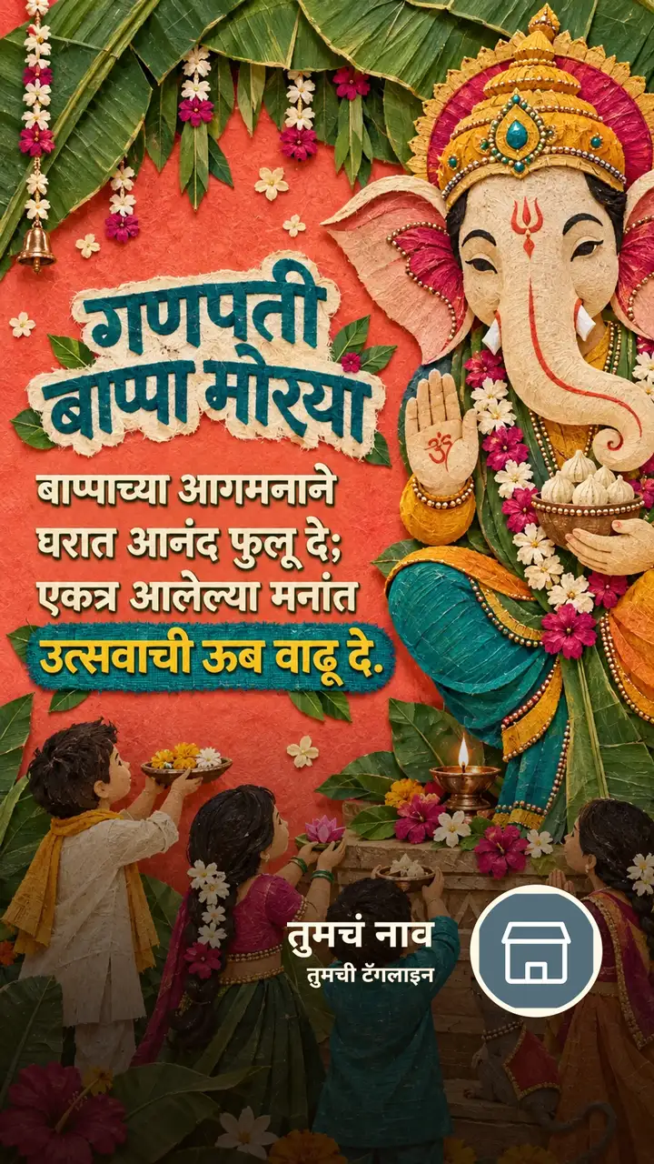 गणपती बाप्पा मोरया - Festival Image, फुलं, दिवा, गणपती