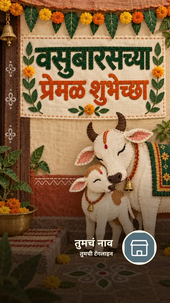 वसुबारसच्या प्रेमळ शुभेच्छा - Festival Image, फुलं, गाव