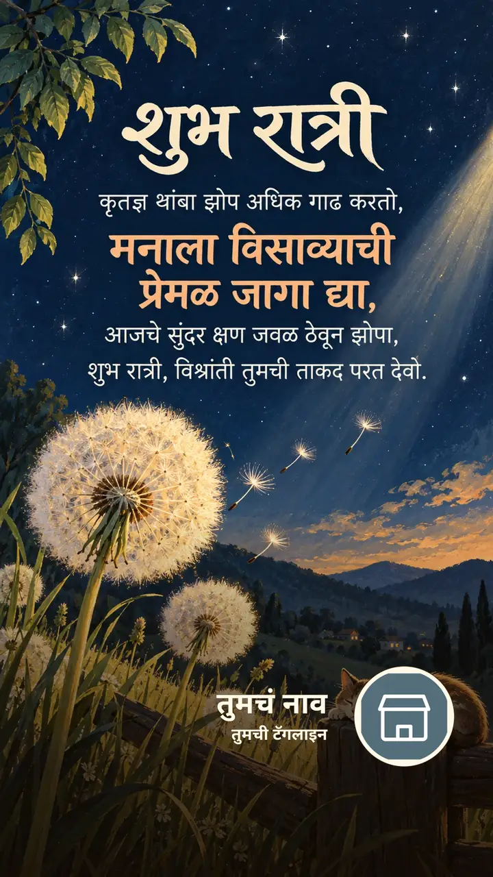 शुभ रात्री - कृतज्ञ थांबा झोप अधिक गाढ करतो, - मनाला विसाव्याची - Shubh Ratri Image, चंद्र, चांदण्या, मेणबत्ती