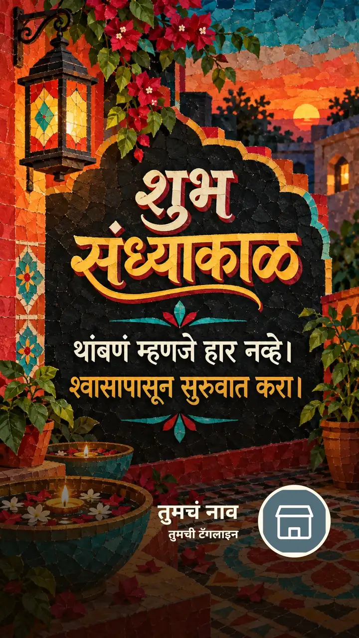 शुभ संध्याकाळ - थांबणं म्हणजे हार नव्हे। - श्वासापासून सुरुवात करा। - Sandhyakal Image