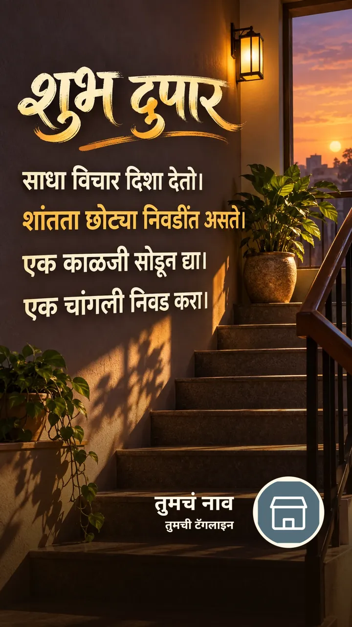 शुभ दुपार - साधा विचार दिशा देतो। - शांतता छोट्या - Shubh Dupar Image