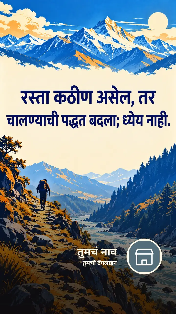 रस्ता कठीण असेल, तर - Motivation Image, डोंगर, नदी