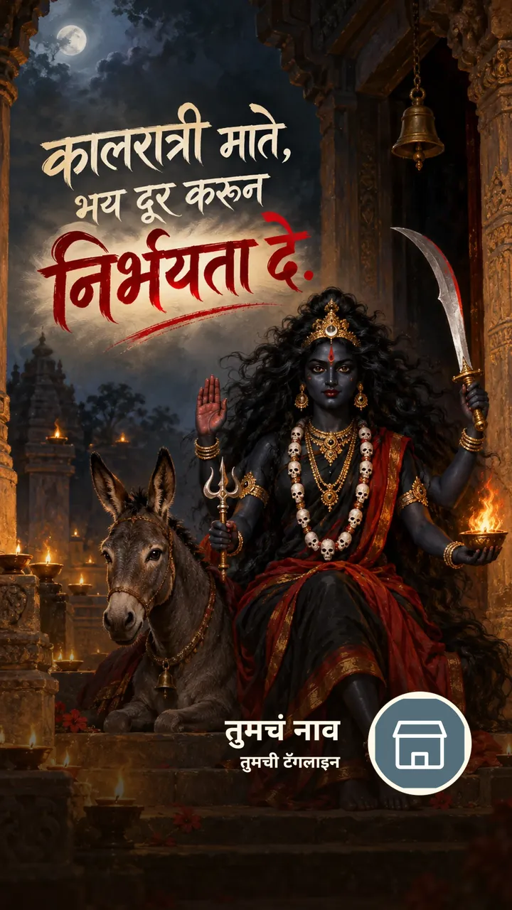 कालरात्री माते, भय दूर करून निर्भयता दे. - Bhakti Image, दिवा, दुर्गा