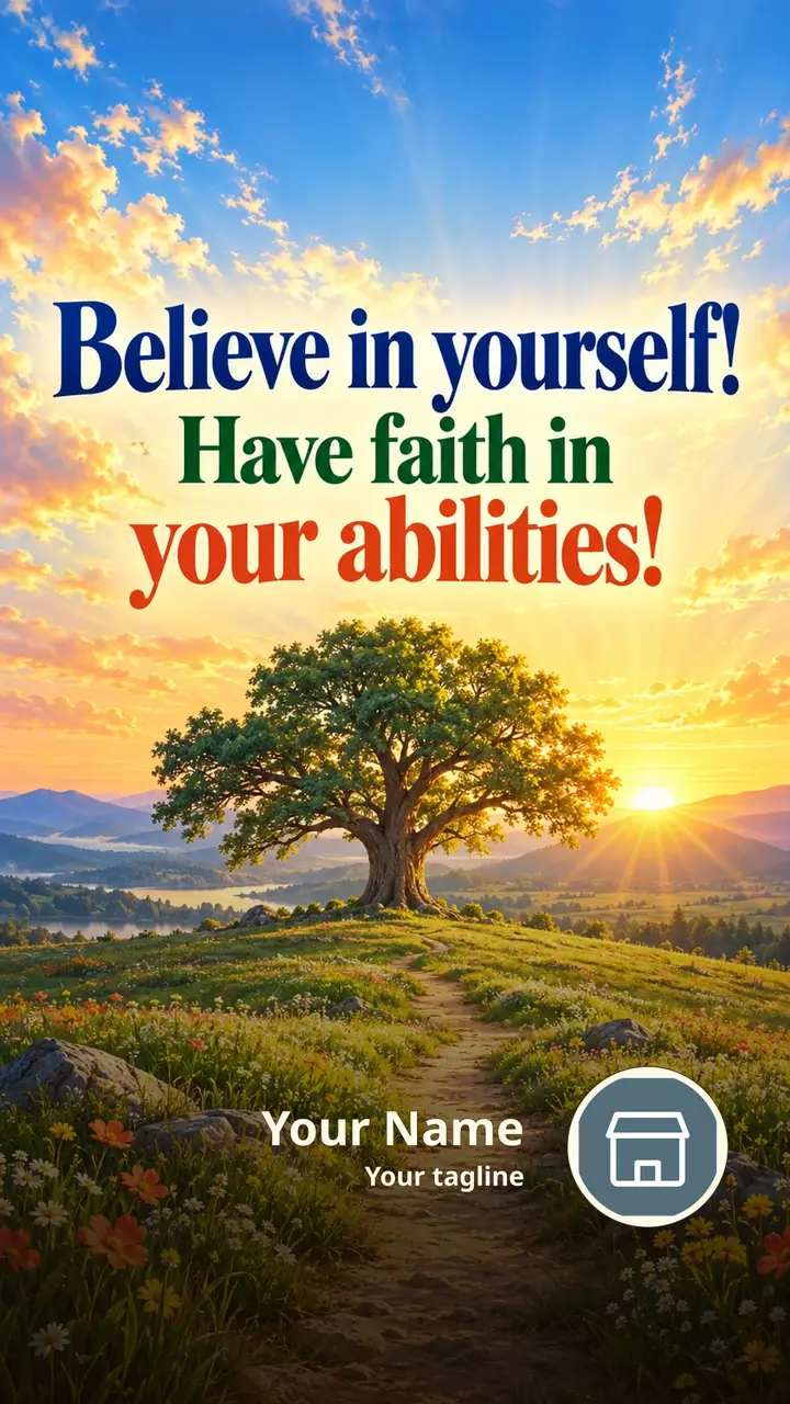 Believe in yourself! - Motivational Image, Flowers, Nature, Sky
