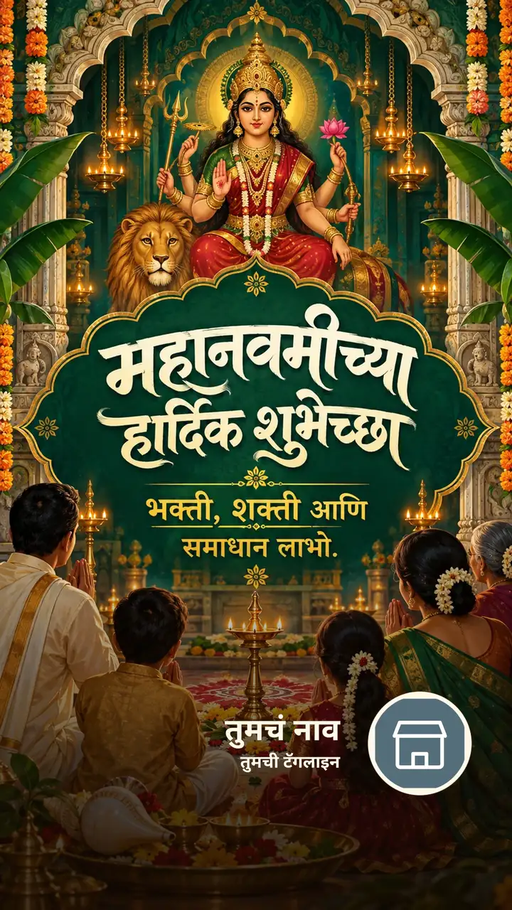 महानवमीच्या हार्दिक शुभेच्छा - भक्ती, शक्ती आणि - Festival Image, फुलं, दिवा, दुर्गा