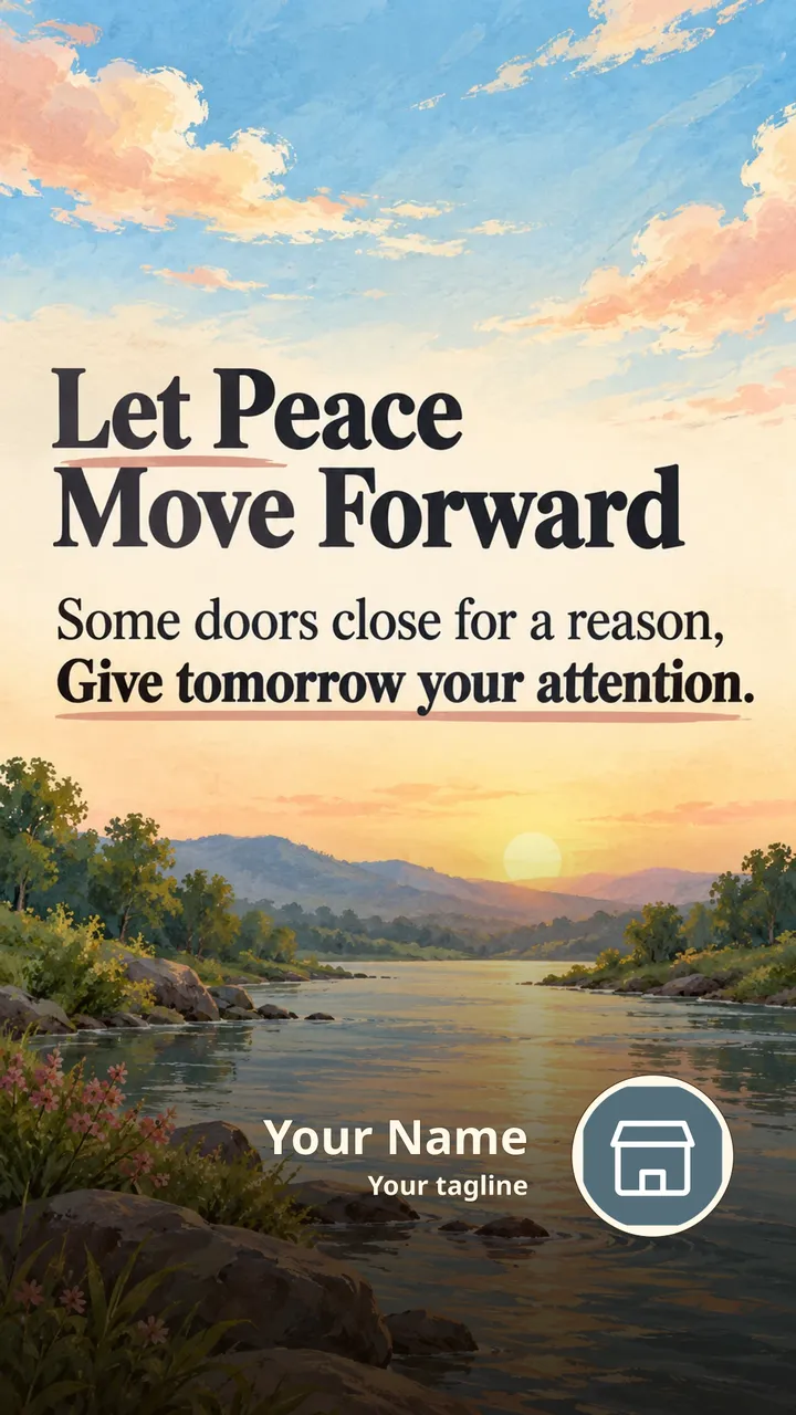 Let Peace Move Forward - Quote Image, River, Sky