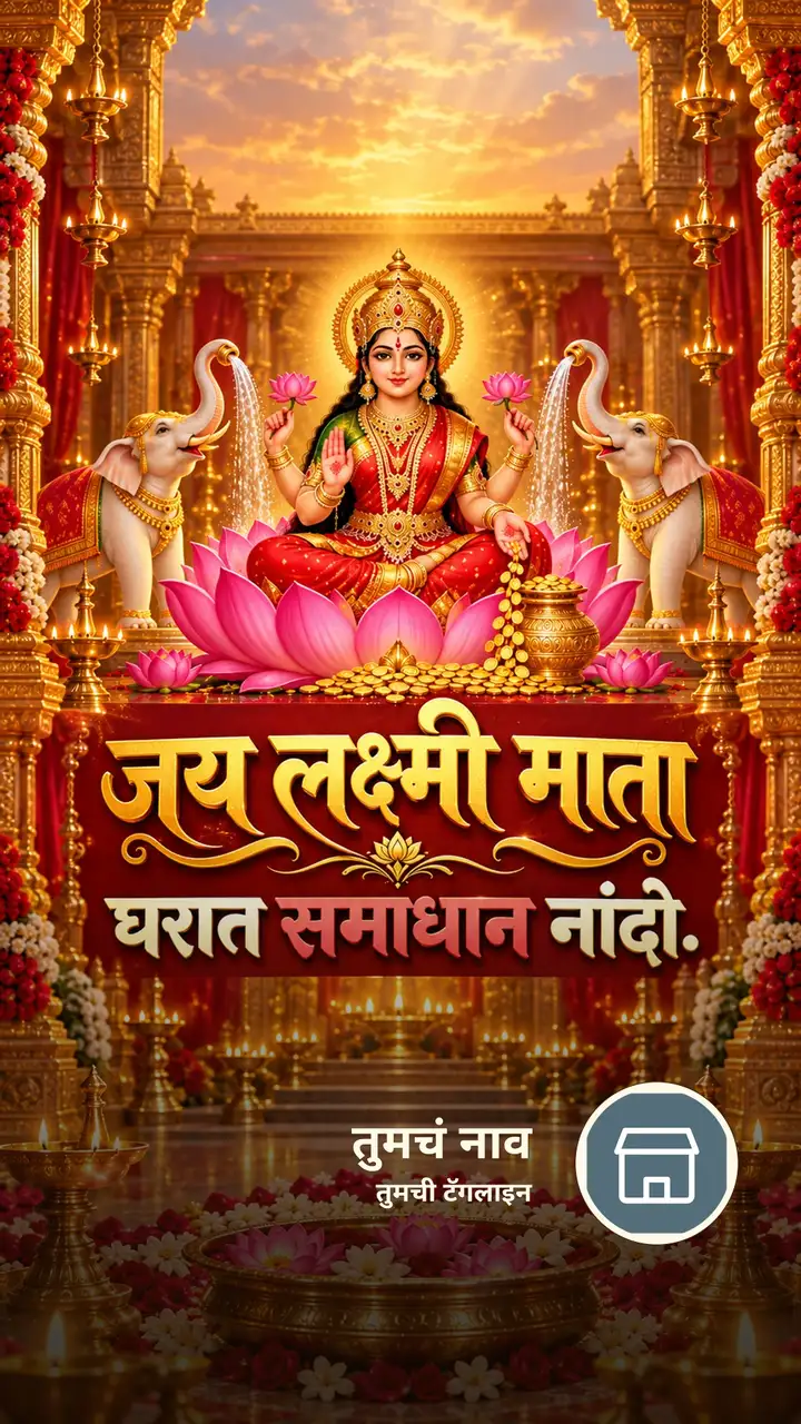 जय लक्ष्मी माता - घरात समाधान नांदो. - Bhakti Image, फुलं, कमळ, दिवा, लक्ष्मी
