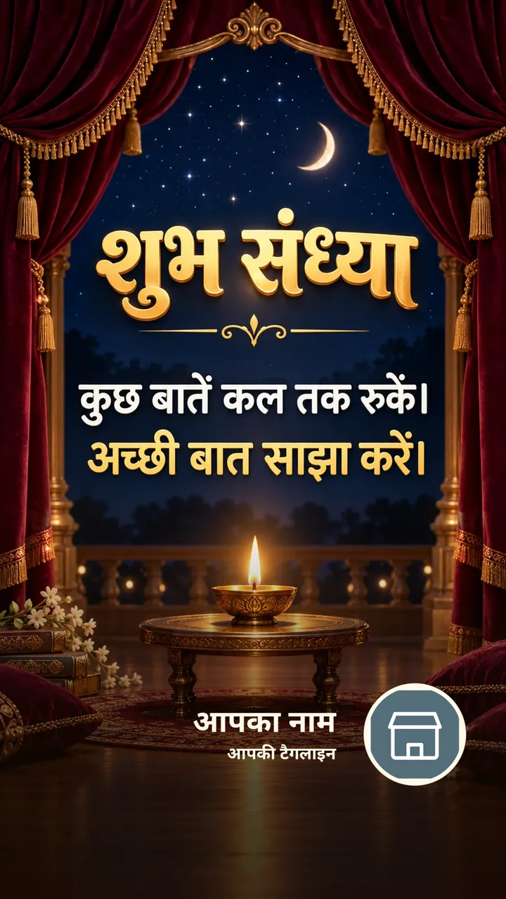 शुभ संध्या - कुछ बातें कल तक रुकें। - अच्छी बात साझा - Sandhya Image