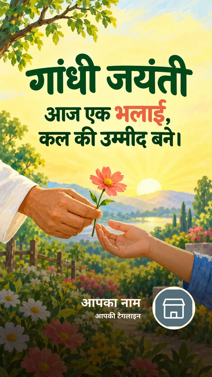 गांधी जयंती - आज एक भलाई, - Festival Image, फूल