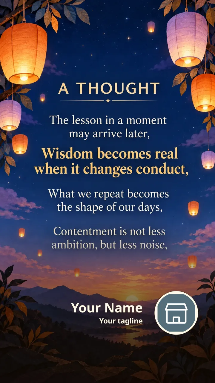 A THOUGHT - The lesson in a moment may arrive later, - Wisdom becomes - Quote Image, Lotus, Nature