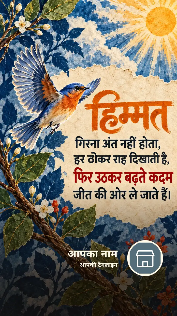 हिम्मत - Motivational Image, फूल, पक्षी