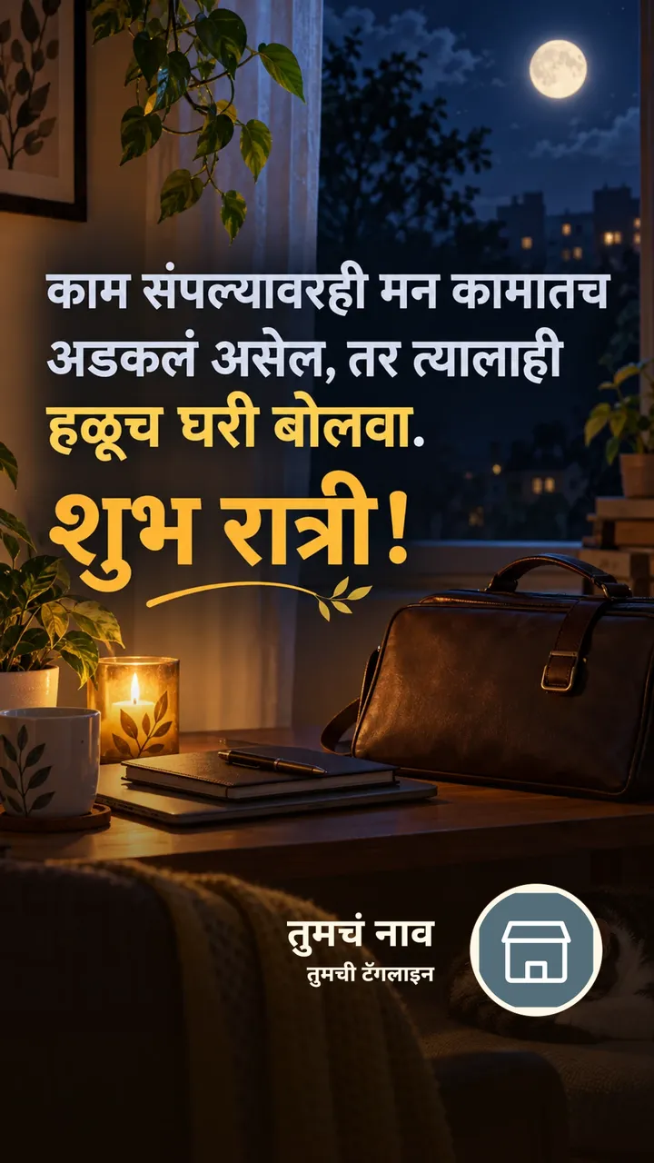 काम संपल्यावरही मन कामातच - Shubh Ratri Image, चंद्र, मेणबत्ती