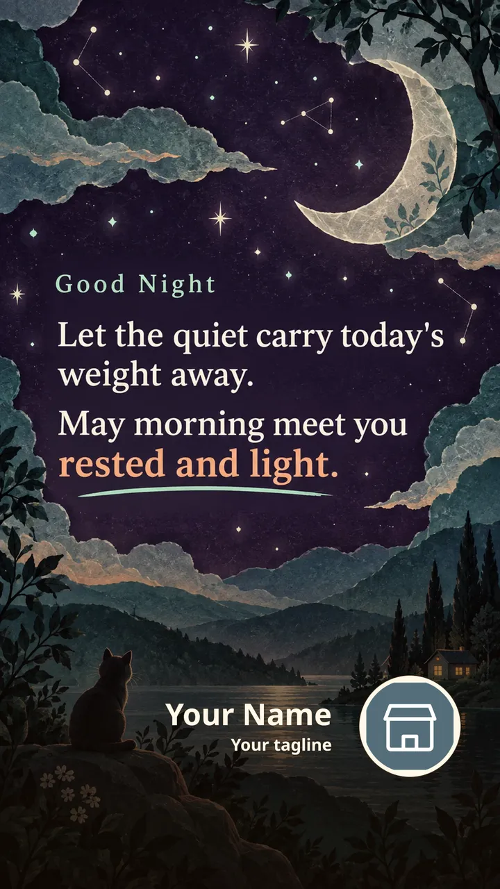 Good Night - Let the quiet carry today's weight away. - Good Night Image, Sky, Moon, Stars