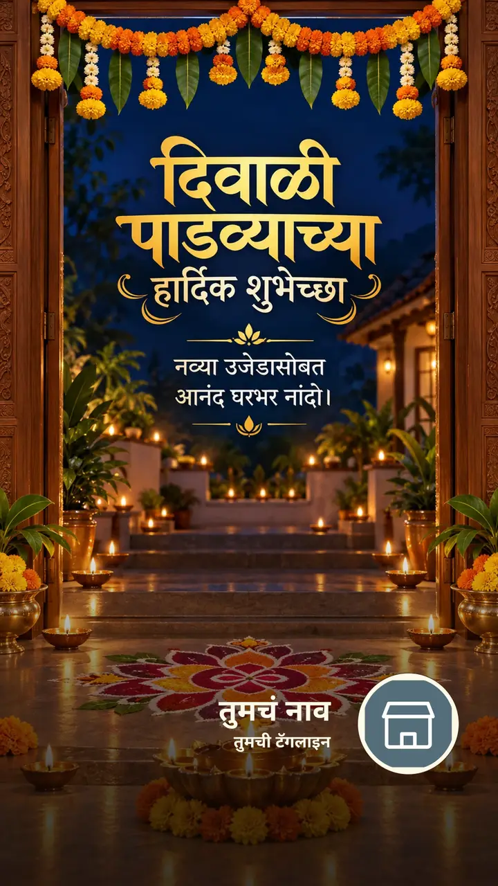 दिवाळी पाडव्याच्या हार्दिक शुभेच्छा - नव्या उजेडासोबत - Festival Image, फुलं, दिवा