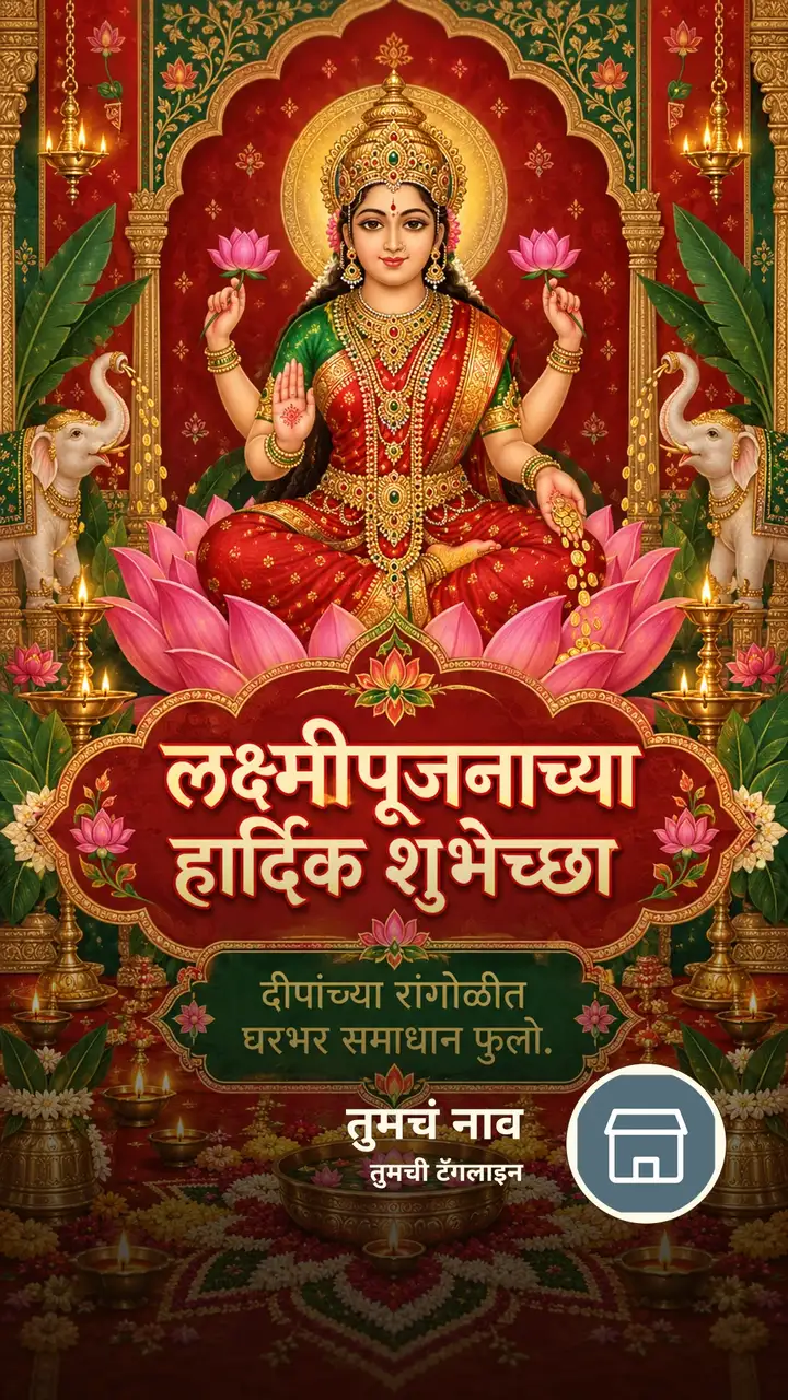 लक्ष्मीपूजनाच्या हार्दिक शुभेच्छा - दीपांच्या रांगोळीत - Festival Image, फुलं, कमळ, दिवा, लक्ष्मी