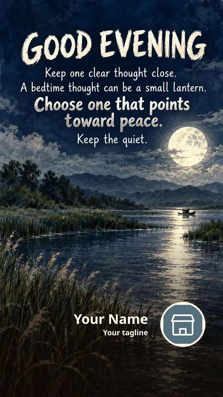 GOOD EVENING - Keep one clear thought close. - A bedtime thought can - Good Evening Image
