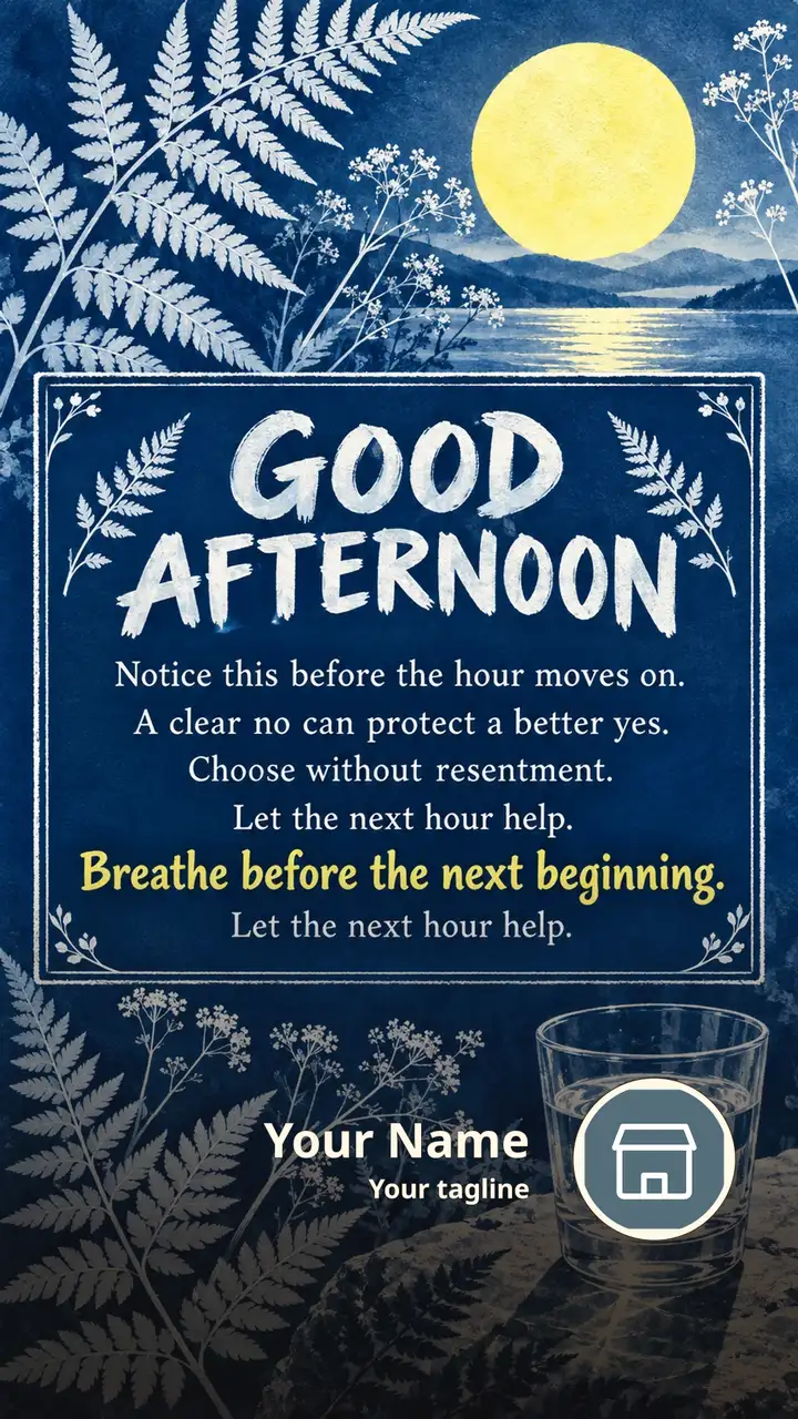 GOOD AFTERNOON - Notice this before the hour moves on. - A clear no - Afternoon Image