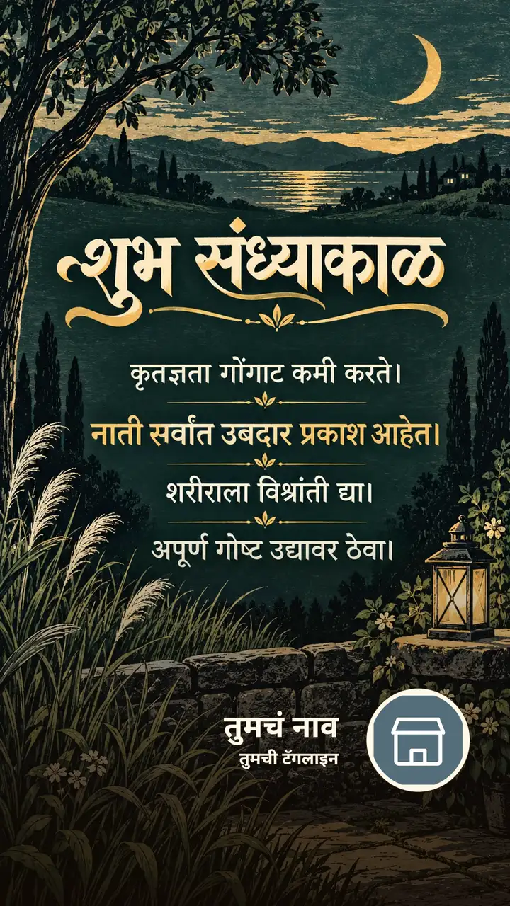 शुभ संध्याकाळ - कृतज्ञता गोंगाट कमी करते। - नाती सर्वांत उबदार प्रकाश - Sandhyakal Image