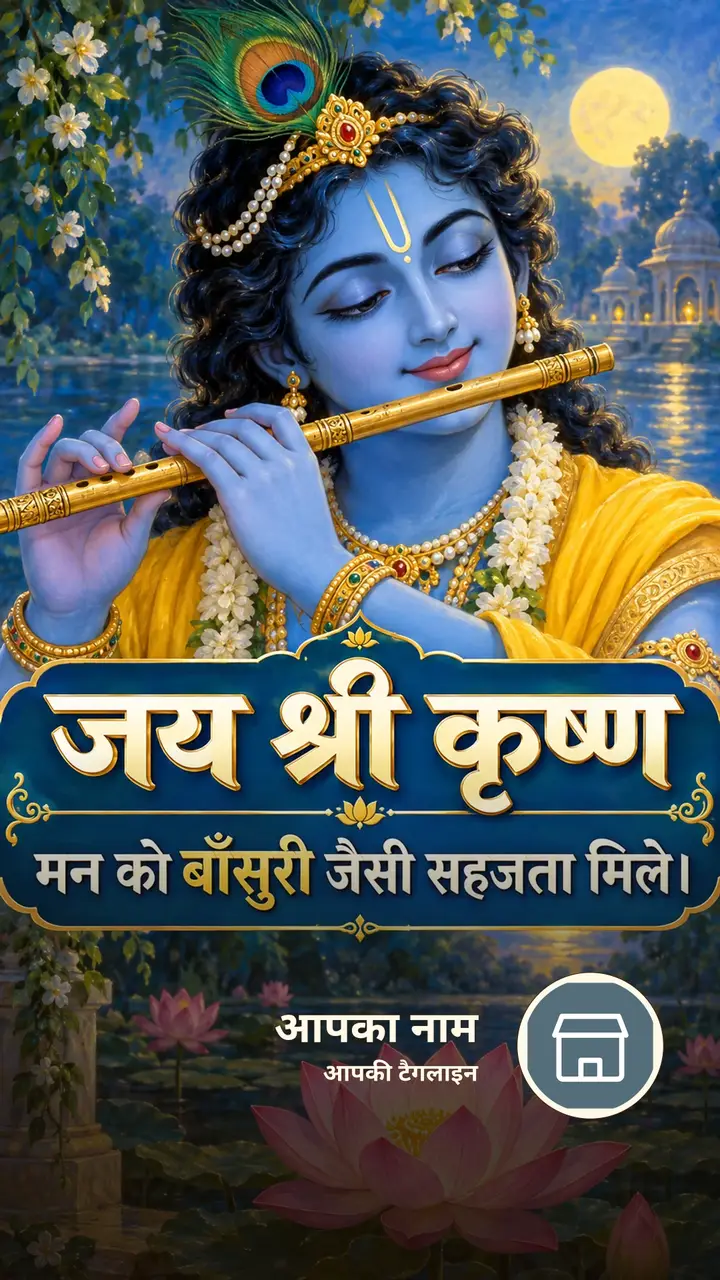 जय श्री कृष्ण - मन को बाँसुरी जैसी सहजता मिले। - Bhakti Image, फूल, कमल, कृष्ण
