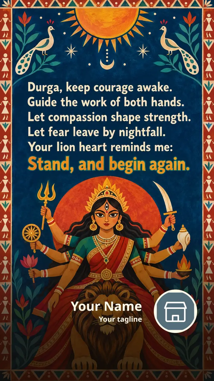 Durga, keep courage awake. - Devotional Image, Durga
