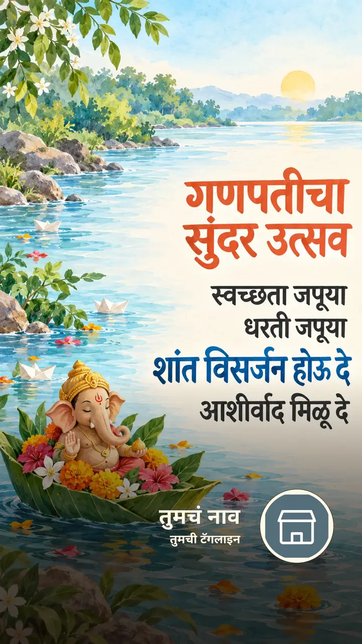 गणपतीचा सुंदर उत्सव - Festival Image, फुलं, नदी, गणपती