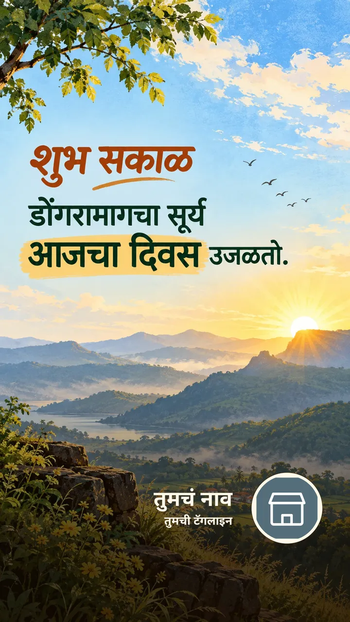 शुभ सकाळ - डोंगरामागचा सूर्य - Shubh Sakal Image, सूर्योदय, डोंगर
