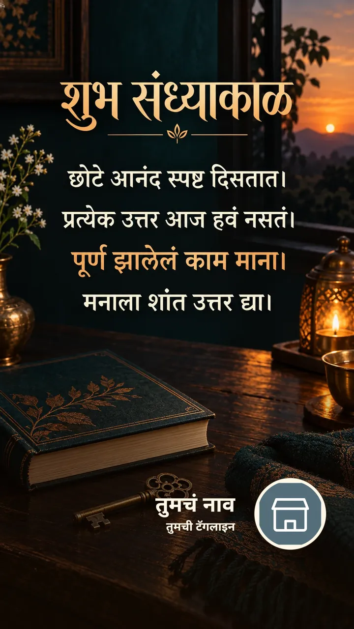 शुभ संध्याकाळ - छोटे आनंद स्पष्ट दिसतात। - प्रत्येक उत्तर आज हवं नसतं। - Sandhyakal Image
