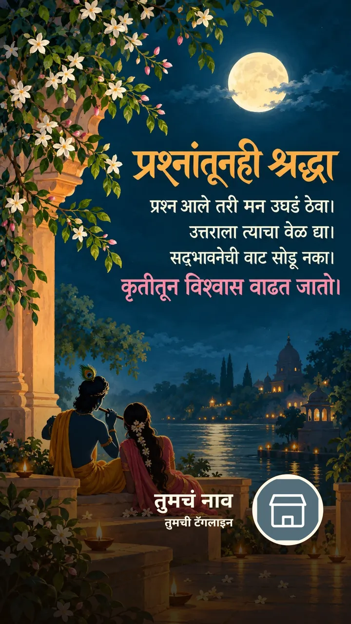 प्रश्नांतूनही श्रद्धा - Suvichar Image, फुलं, दिवा, राधा कृष्ण