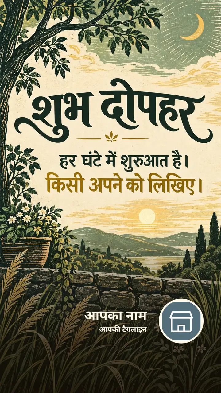 शुभ दोपहर - हर घंटे में शुरुआत है। - किसी अपने को लिखिए। - Dopahar Image