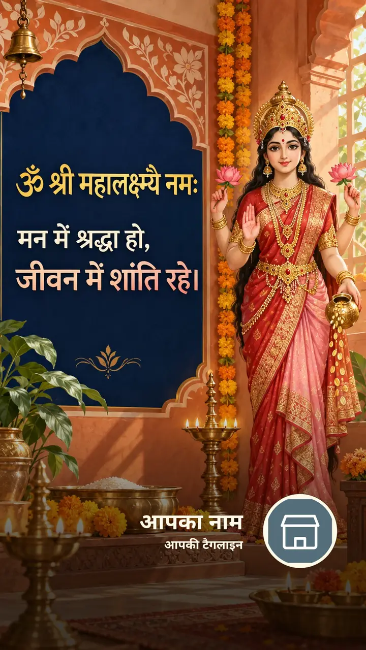 ॐ श्री महालक्ष्म्यै नमः - मन में श्रद्धा हो, - Bhakti Image, कमल, आसमान, लक्ष्मी