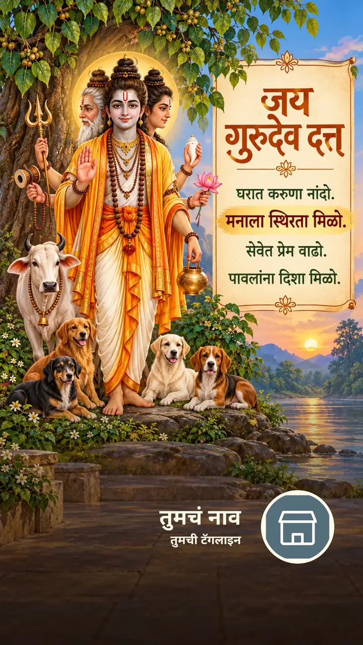 जय गुरुदेव दत्त - घरात करुणा नांदो. - Bhakti Image, दत्तगुरू