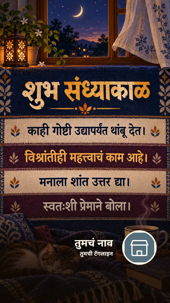 शुभ संध्याकाळ - काही गोष्टी उद्यापर्यंत थांबू देत। - विश्रांतीही - Sandhyakal Image