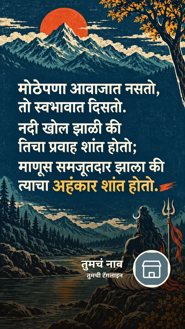 मोठेपणा आवाजात नसतो, - Suvichar Image, डोंगर, नदी, शिव