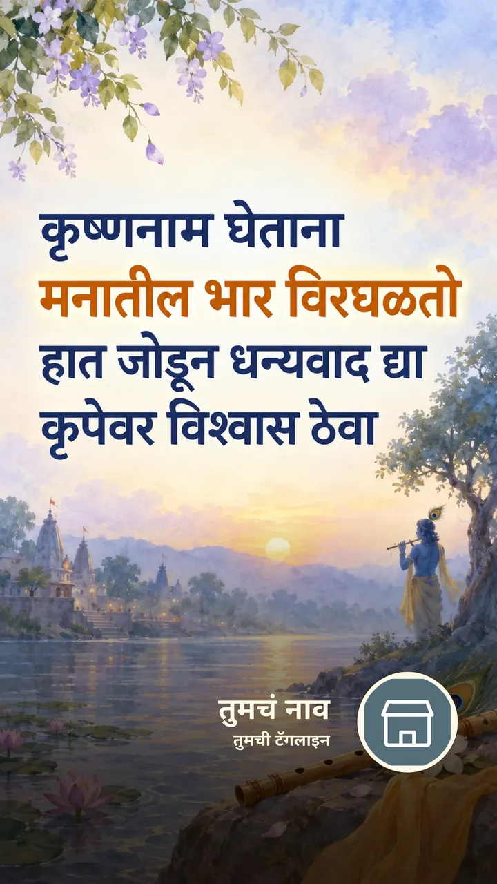 कृष्णनाम घेताना - Bhakti Image, नदी, कृष्ण