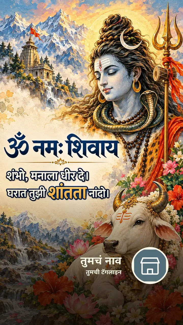 ॐ नमः शिवाय - शंभो, मनाला धीर दे। - Bhakti Image, फुलं, शिव