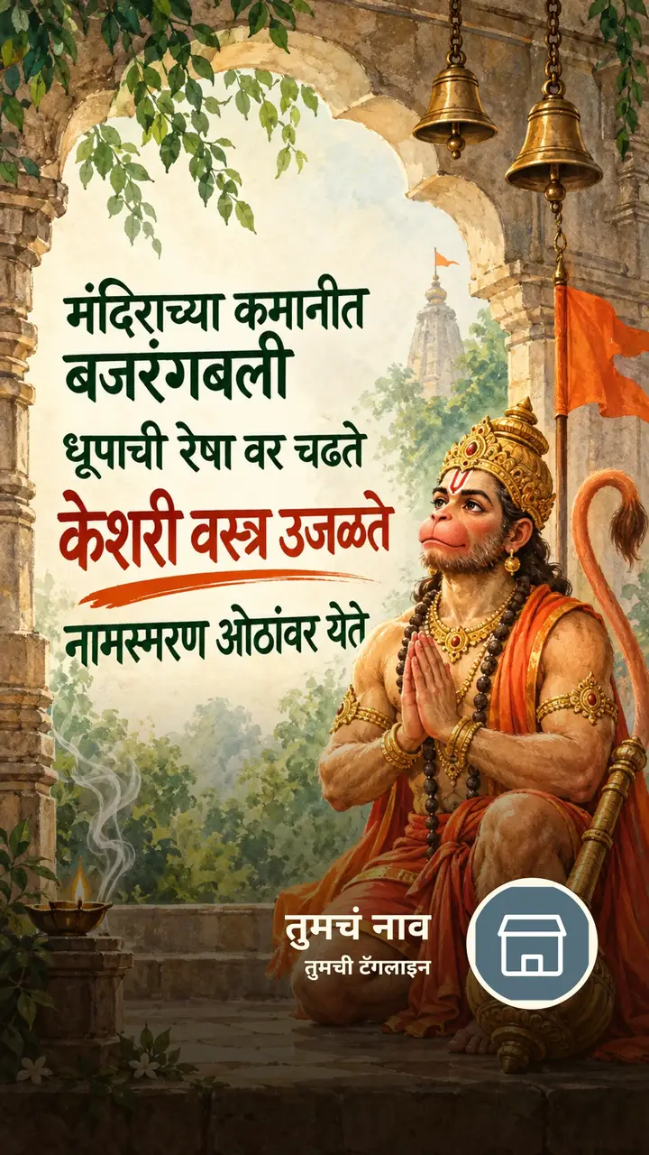 मंदिराच्या कमानीत बजरंगबली - Bhakti Image, हनुमान