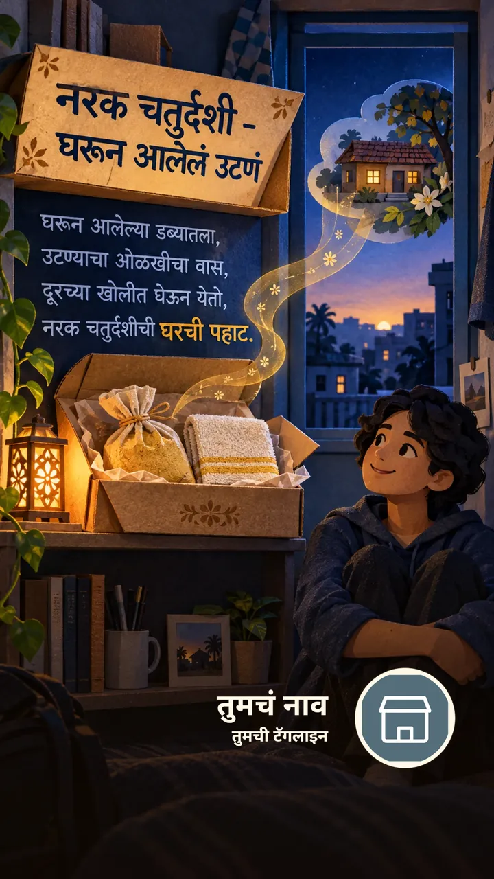नरक चतुर्दशी - घरून आलेलं उटणं - Festival Image, फुलं, आकाश, दिवा, आई