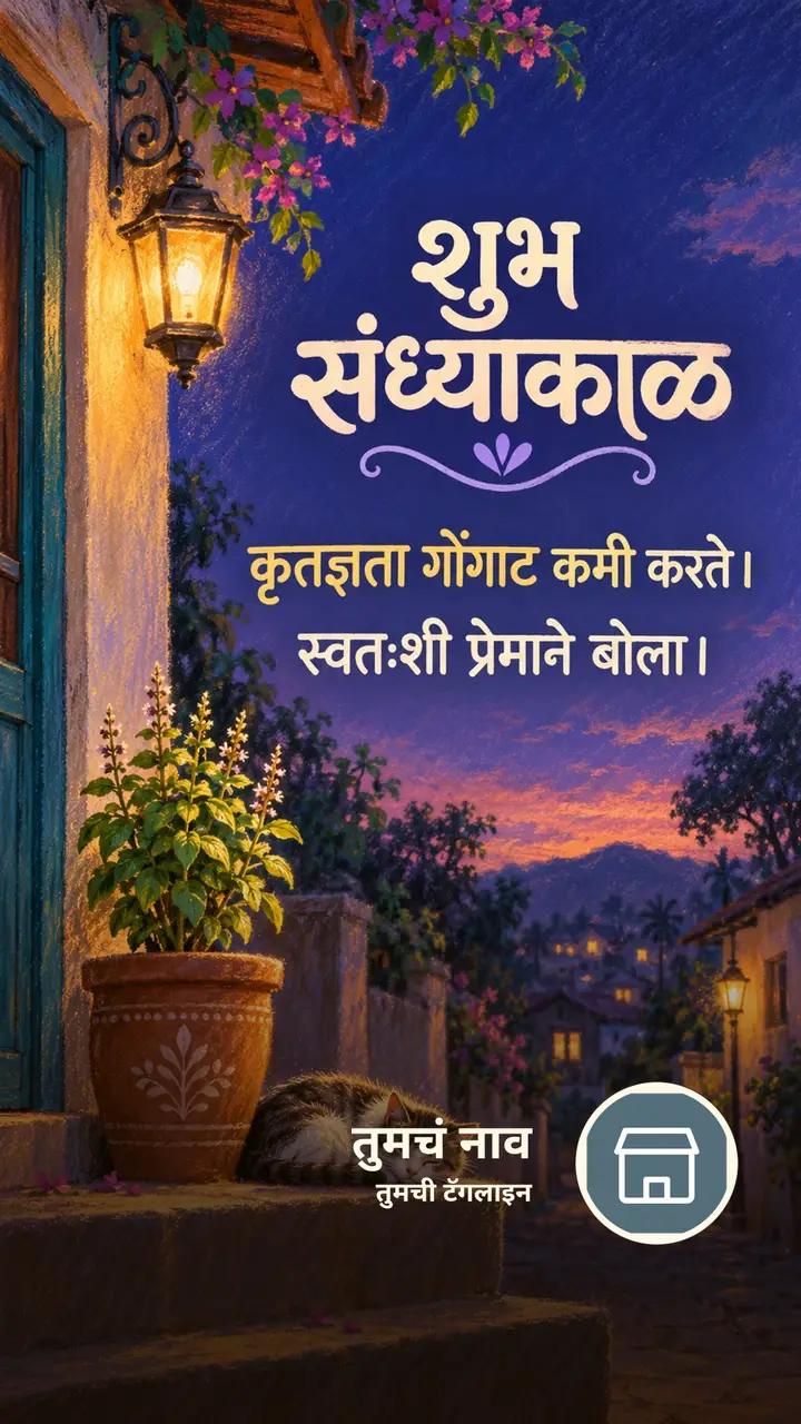 शुभ संध्याकाळ - कृतज्ञता गोंगाट कमी करते। - स्वतःशी प्रेमाने बोला। - Sandhyakal Image