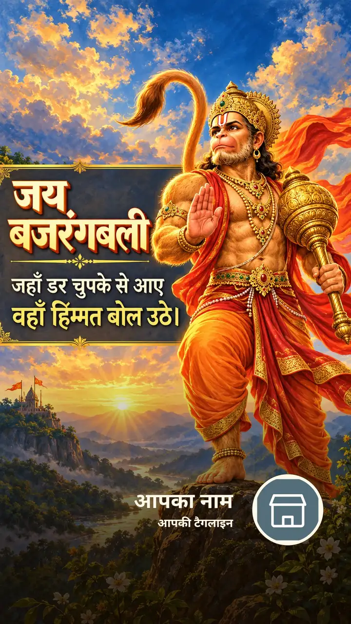 जय बजरंगबली - जहाँ डर चुपके से आए - Bhakti Image, फूल, आसमान, हनुमान