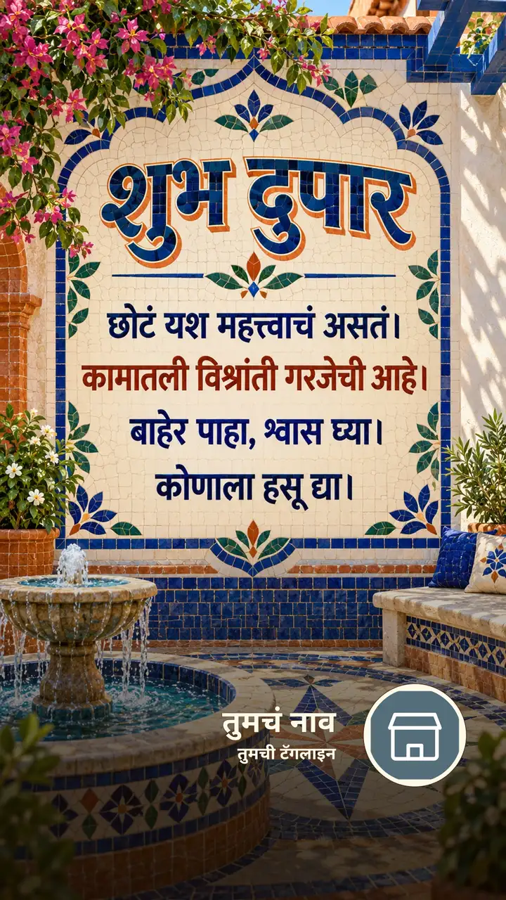 शुभ दुपार - छोटं यश महत्त्वाचं असतं। - कामातली विश्रांती - Shubh Dupar Image