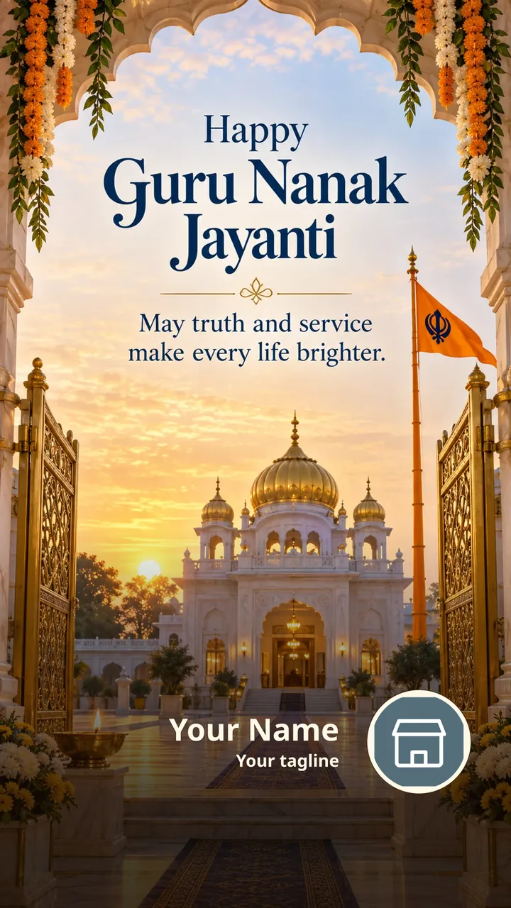 Happy Guru Nanak Jayanti - May truth and service - Festival Image, Flowers, Nature, Diya