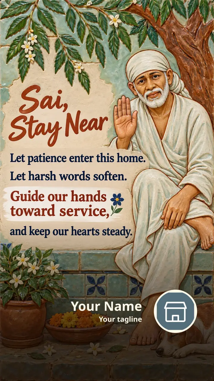 Sai, Stay Near - Devotional Image, Flowers, Nature, Sai Baba