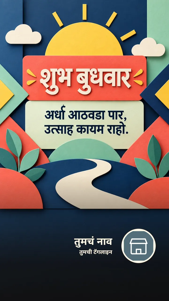 शुभ बुधवार - अर्धा आठवडा पार, उत्साह कायम राहो. - दिवसभराच्या शुभेच्छा Image, निसर्ग, आकाश
